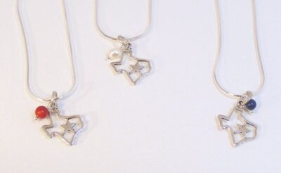 Sterling Silver Texas Charm Necklace Red Coral