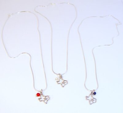 Sterling Silver Texas Charm Necklace Red Coral