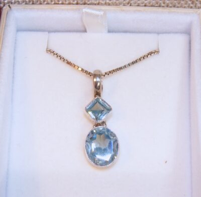 Sterling Silver Double Topaz Necklace