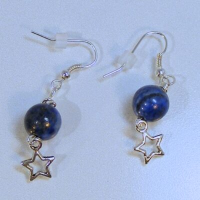 Cowboys Fan Round Lapis Earrings