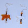 NATIVE AMERICAN CARVED BIRD EARRINGS ORANGE & WHITE