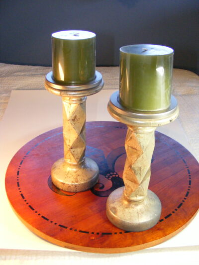 Large Geometric Glass Candlestick