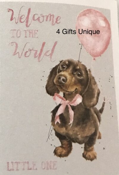 Baby Girl Pink Dog - New Baby Card