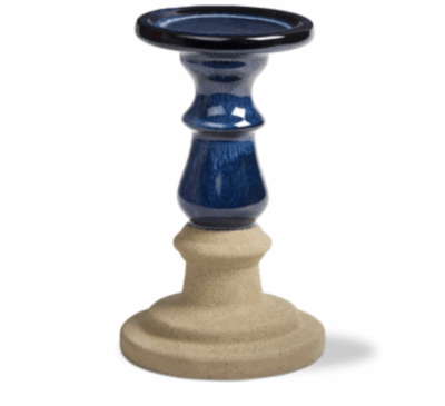Banister Pillar Candlestick Small Blue