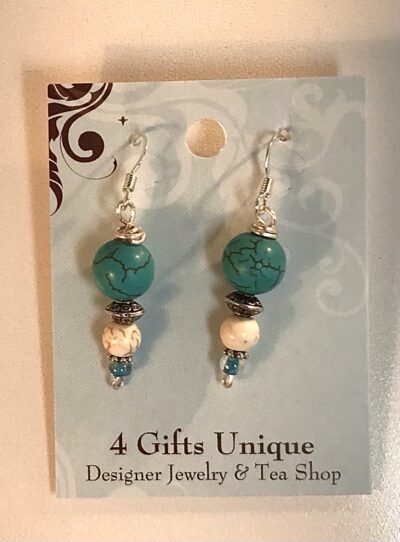 Silver Stacked Turquoise Earrings