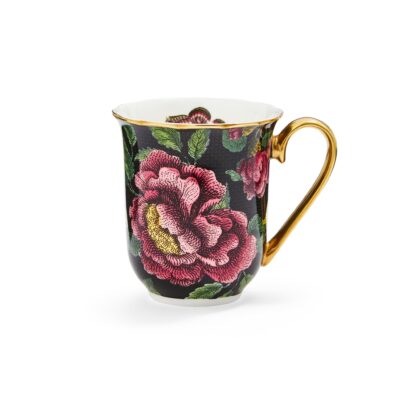 Black Floral Mug