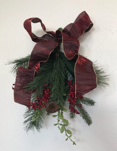 Greenery With Ribbon Swag