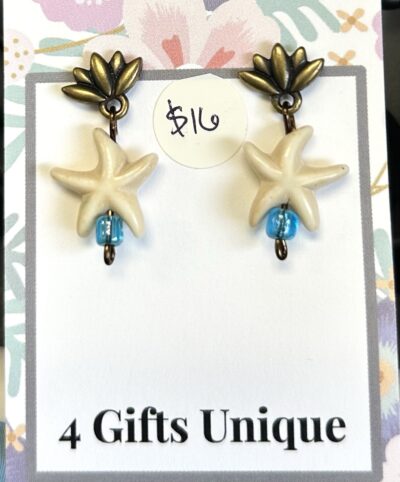 Antique Brass Starfish Post Earrings