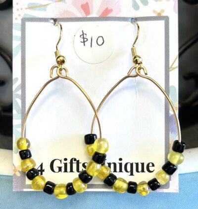 Gold Black & Yellow Hoop Earrings