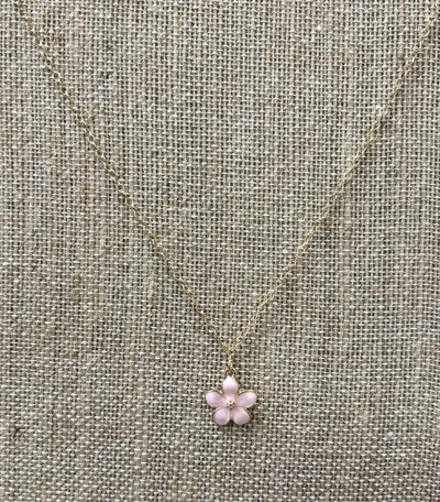 14K Gold Filled 18" Necklace with Pink Flower Charm