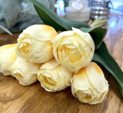 13" Light Yellow - Real Touch - Tulip Bunch of 6