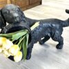 23.5" Dog with Basket Statue