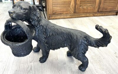 23.5" Dog with Basket Statue
