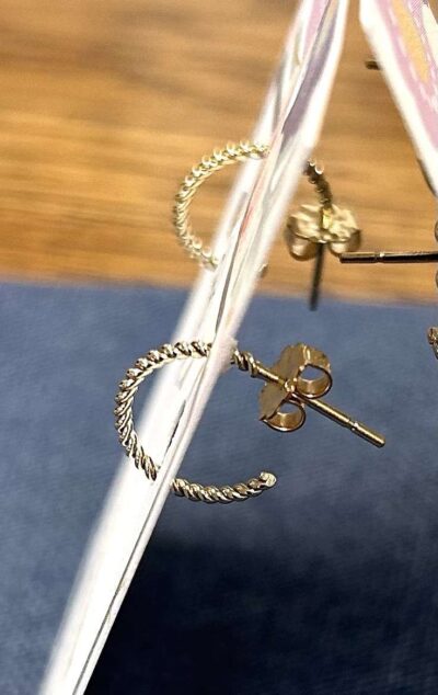 14 Karat Gold Filled Twisted Hoop Post Earrings