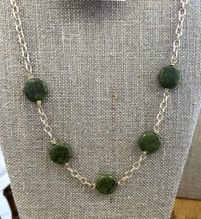 Gold Canadian Jade Coin Necklace