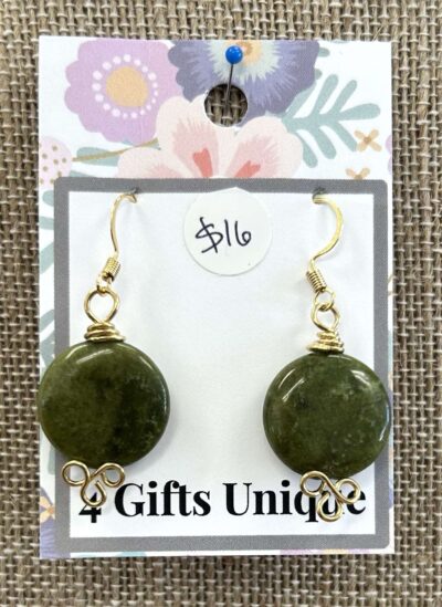 Gold Canadian Jade Coin Petal Wrap Earrings