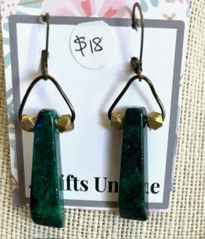 Antique Brass Chrysocolla Earrings