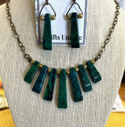 Antique Brass Chrysocolla Necklace