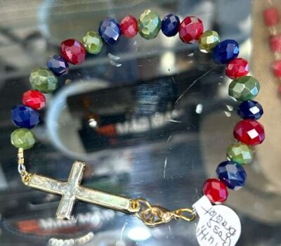Multicolor Crystal Cross Bracelet