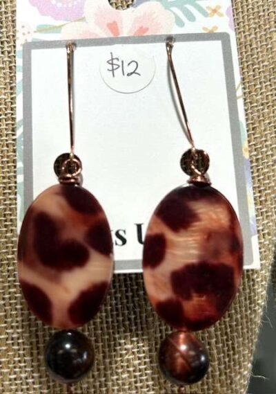 Leopard Shell Tiger Iron Earrings
