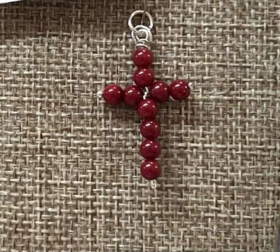 Sterling Silver Coral Cross Necklace