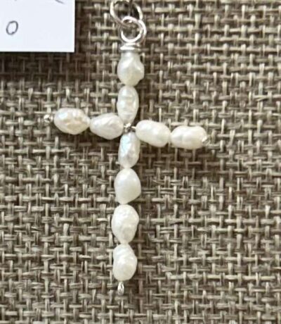 Sterling Silver Pearl Cross Necklace