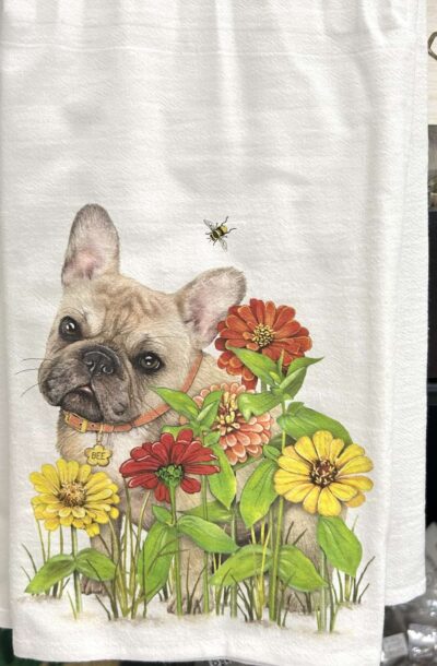 Frenchie Flowers - Tea Towel