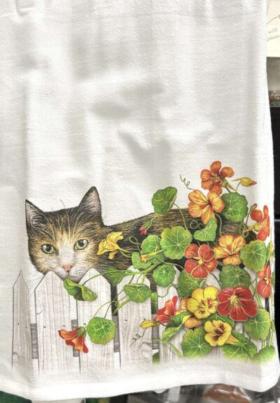 Picket Fence Cat - Tea Towel