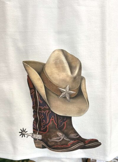 Boots with Hat - Tea Towel
