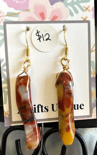 Gold Tigers Glass "Twig" Earrings