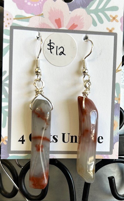 Silver Tigers Glass "Twig" Earrings