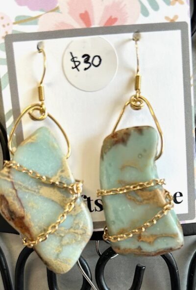 Gold Ocean Jasper Chain Earrings
