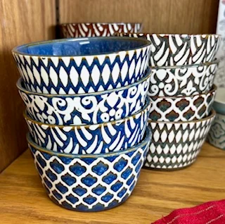 Navy Ramekins - Assorted Patterns - Set of 4