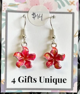 Pink Plumeria Earrings