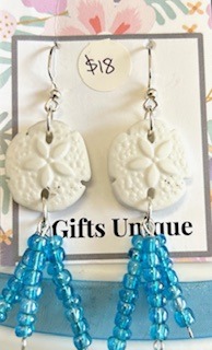 Silver Sand Dollar Blue Earrings