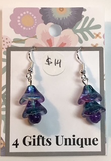 Flower Petal Teal Amethyst Earrings