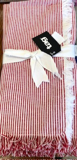 Red Pinstripe Fringe - Cloth Napkins - set of four