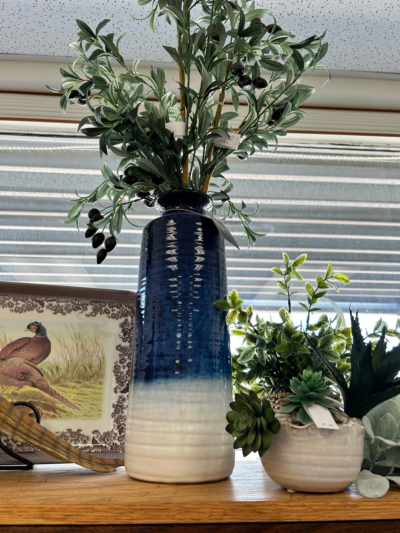 Blue Tall Ceramic Vase