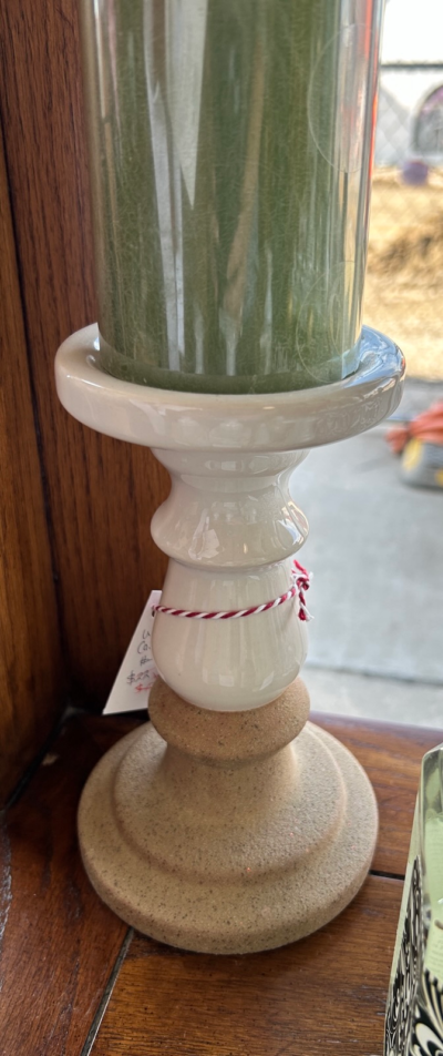 Banister Pillar Candlestick Small White