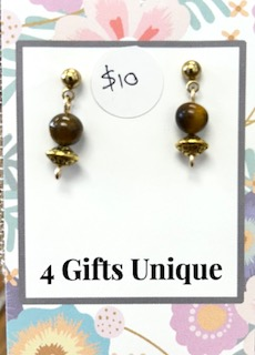 Gold Post Tigers Eye Drum Earrings