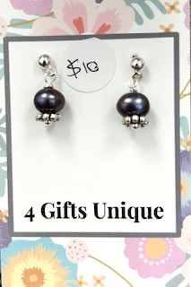 Silver Post Oval Lavender Pearl Earrings