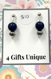 Silver Post Round Lapis Concho Earrings