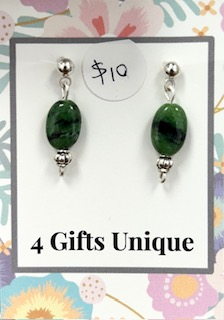 Silver Post Ruby Zoisite Earrings