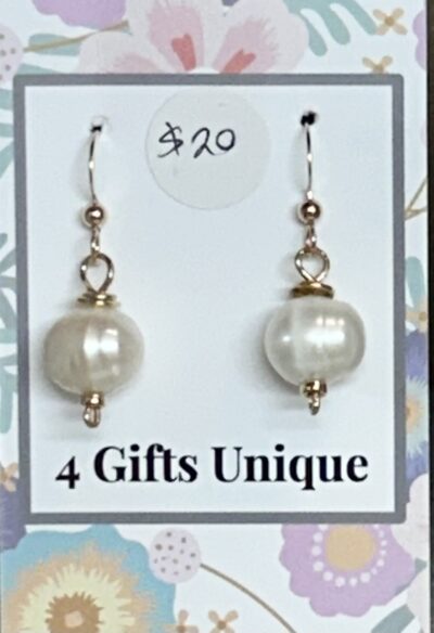 14K Gold Filled Oval Pearl Hook Earrings