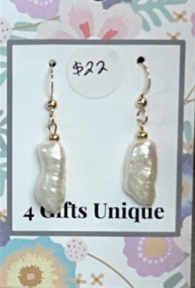 14K Gold Filled Natural Pearl Hook Earrings