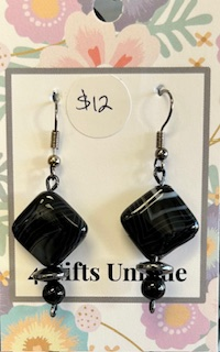 Gunmetal Agate Diamond Earrings