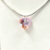Sterling Silver - Pink Crystal Heart Necklace