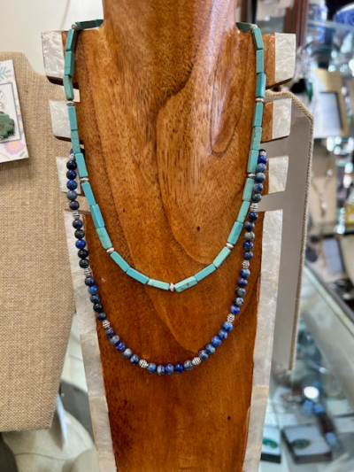 Tube Turquoise Silver Necklace