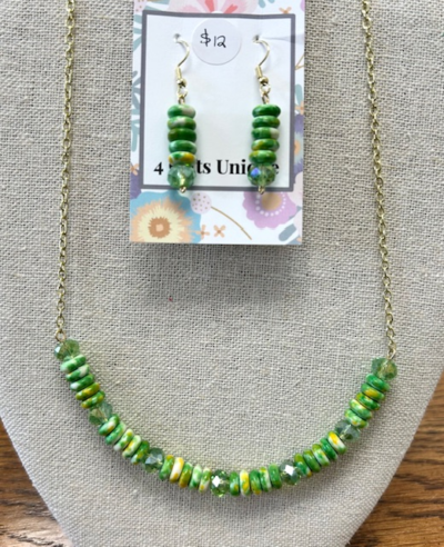 Gold and Light Green Jasper Heishi Necklace