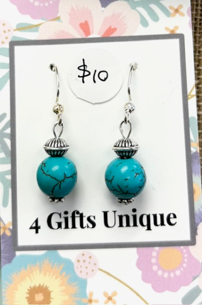Silver Concho Round Turquoise Earrings